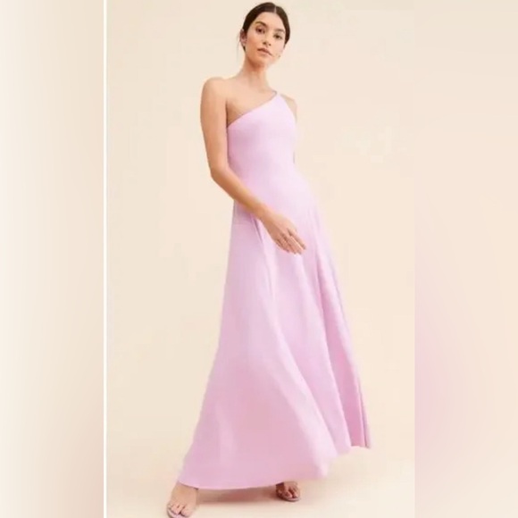 Susana Monaco One-Shoulder String Maxi Dress Pink Diamond Size Small NWT A-Line - Picture 4 of 6